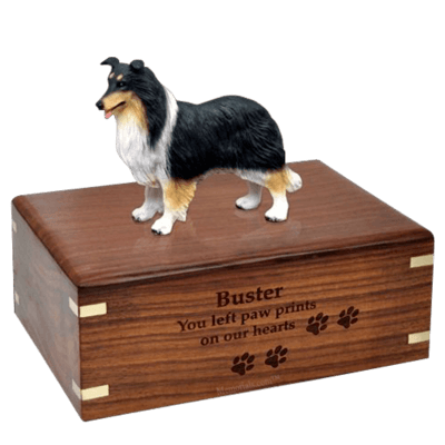Tricolor Border Collie X-Large Doggy Urn